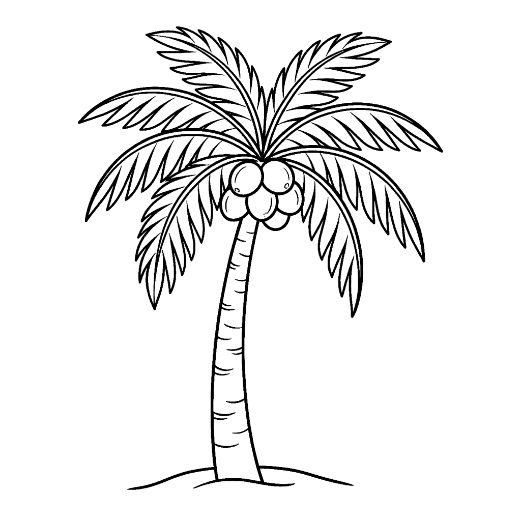 lindas páginas para colorear Árbol de Coco 1