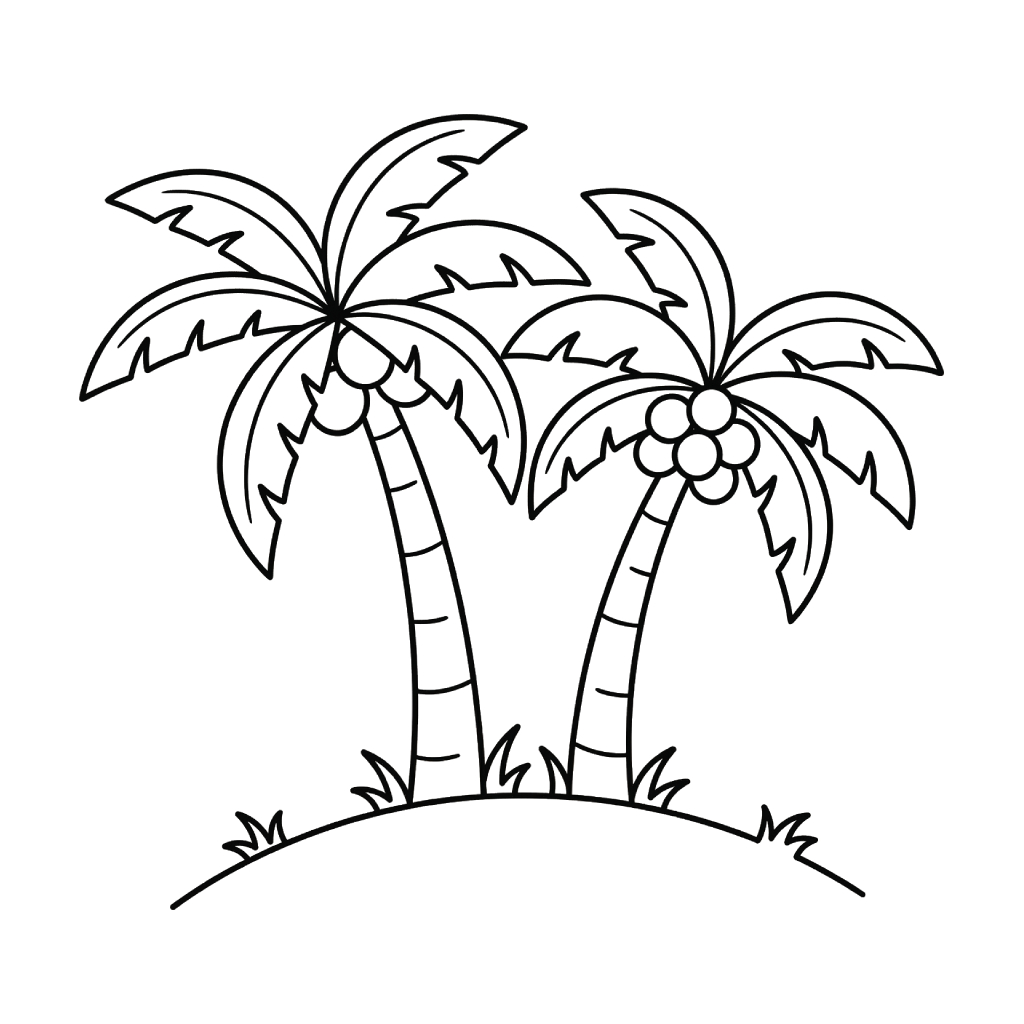 páginas para colorear gratis Árbol de Coco