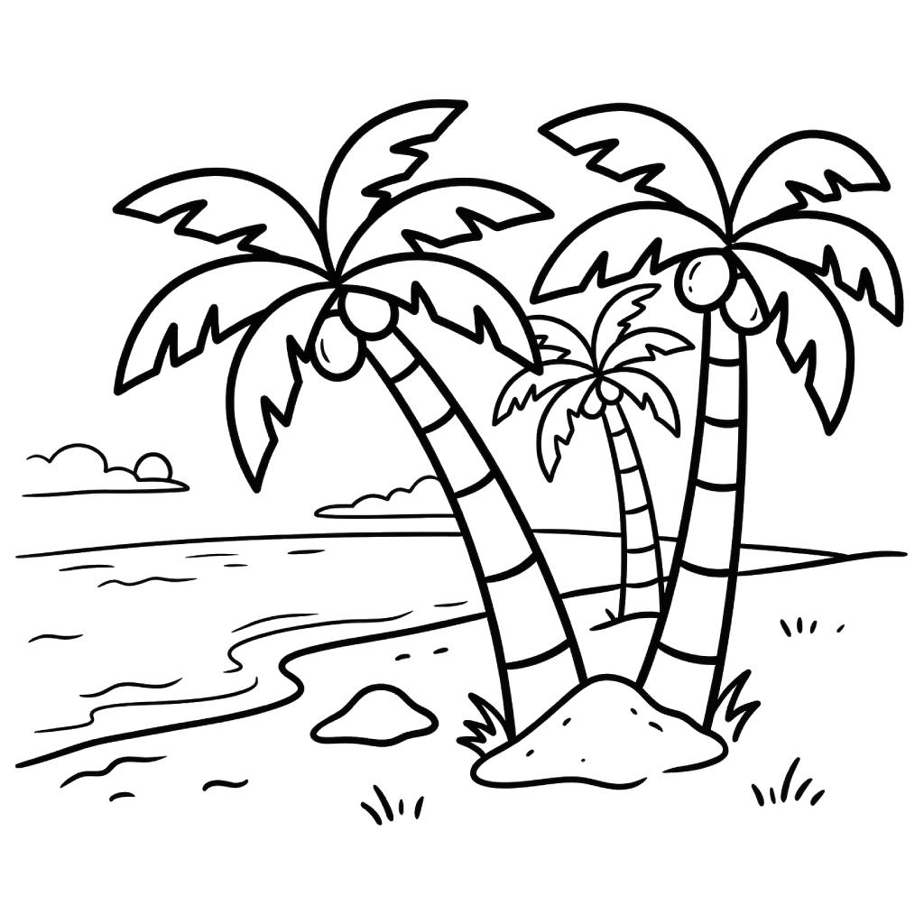 Árbol de Coco adornos para colorear