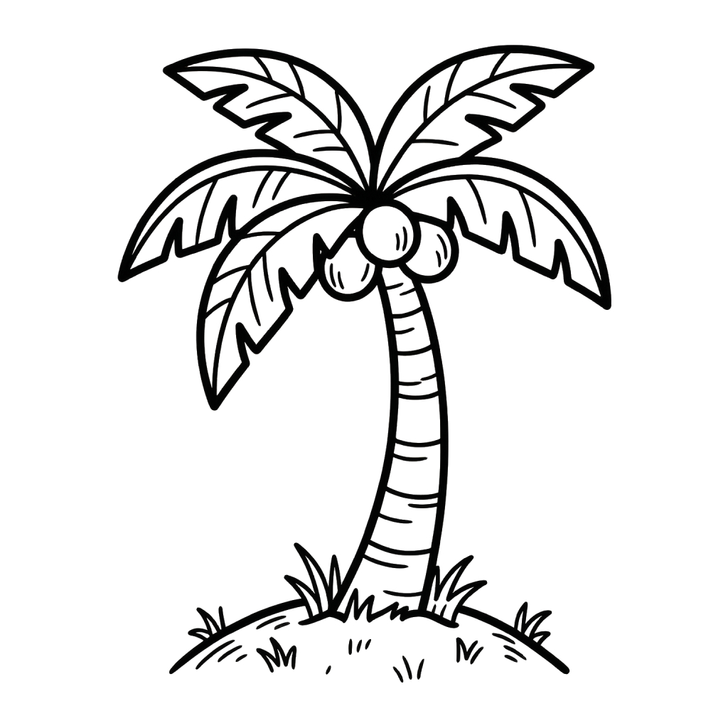 Árbol de Coco páginas para colorear fáciles