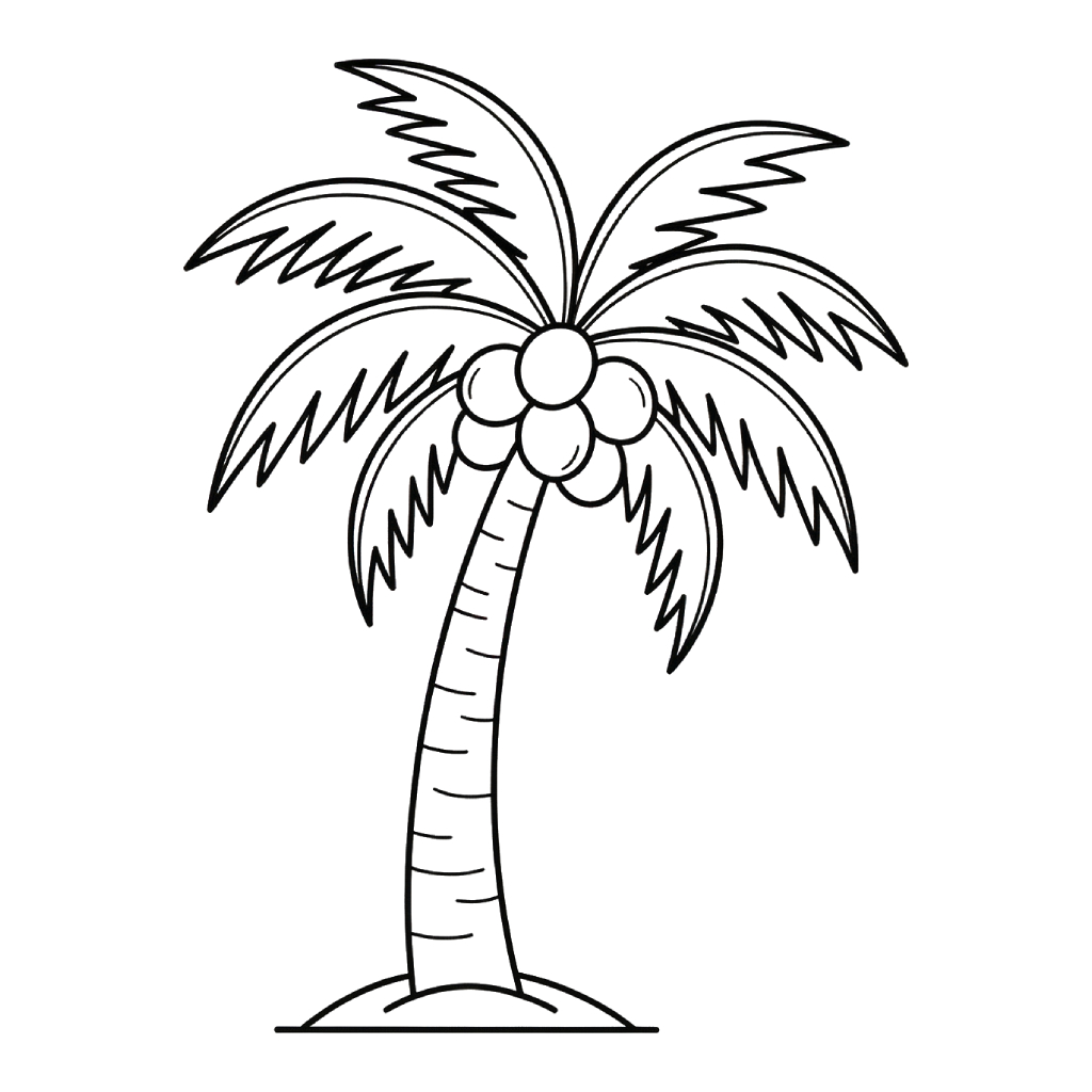 páginas para colorear de preescolar Árbol de Coco