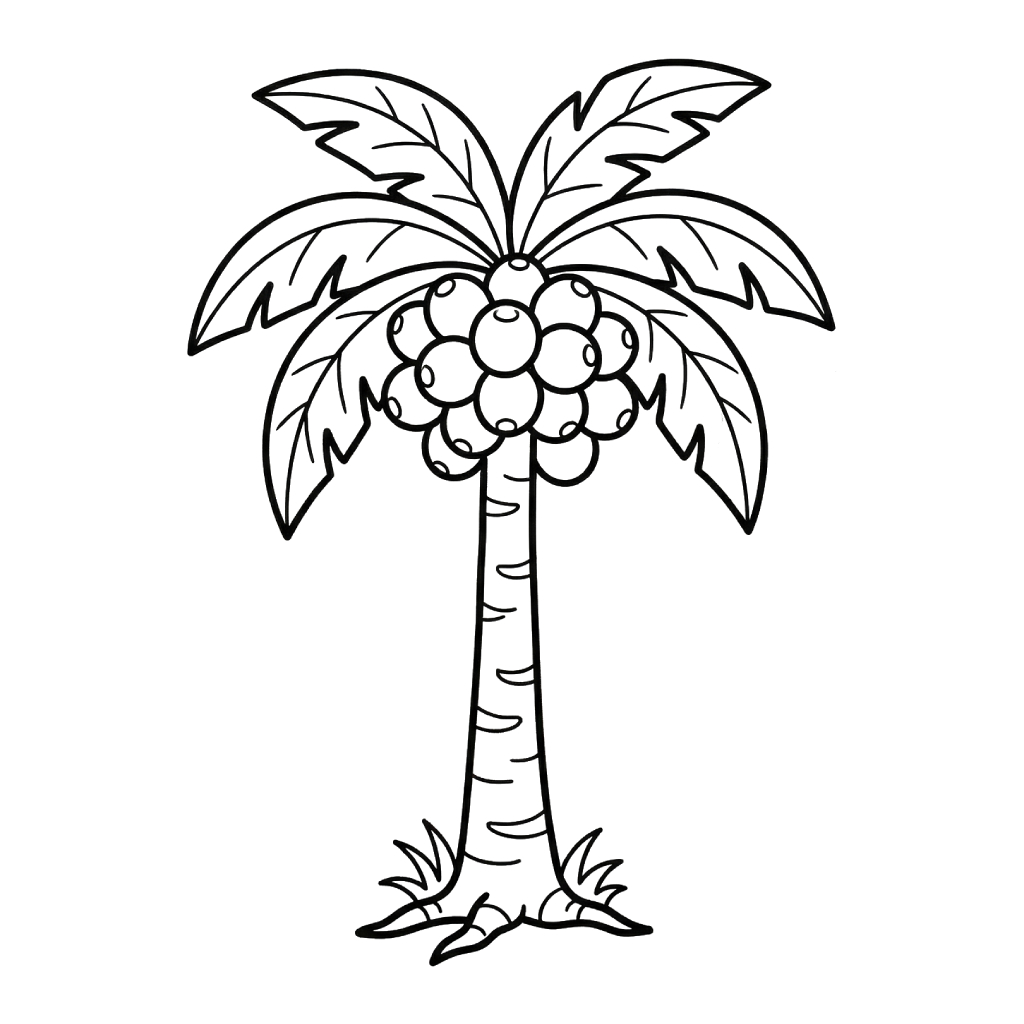 lindas páginas para colorear Árbol de Coco