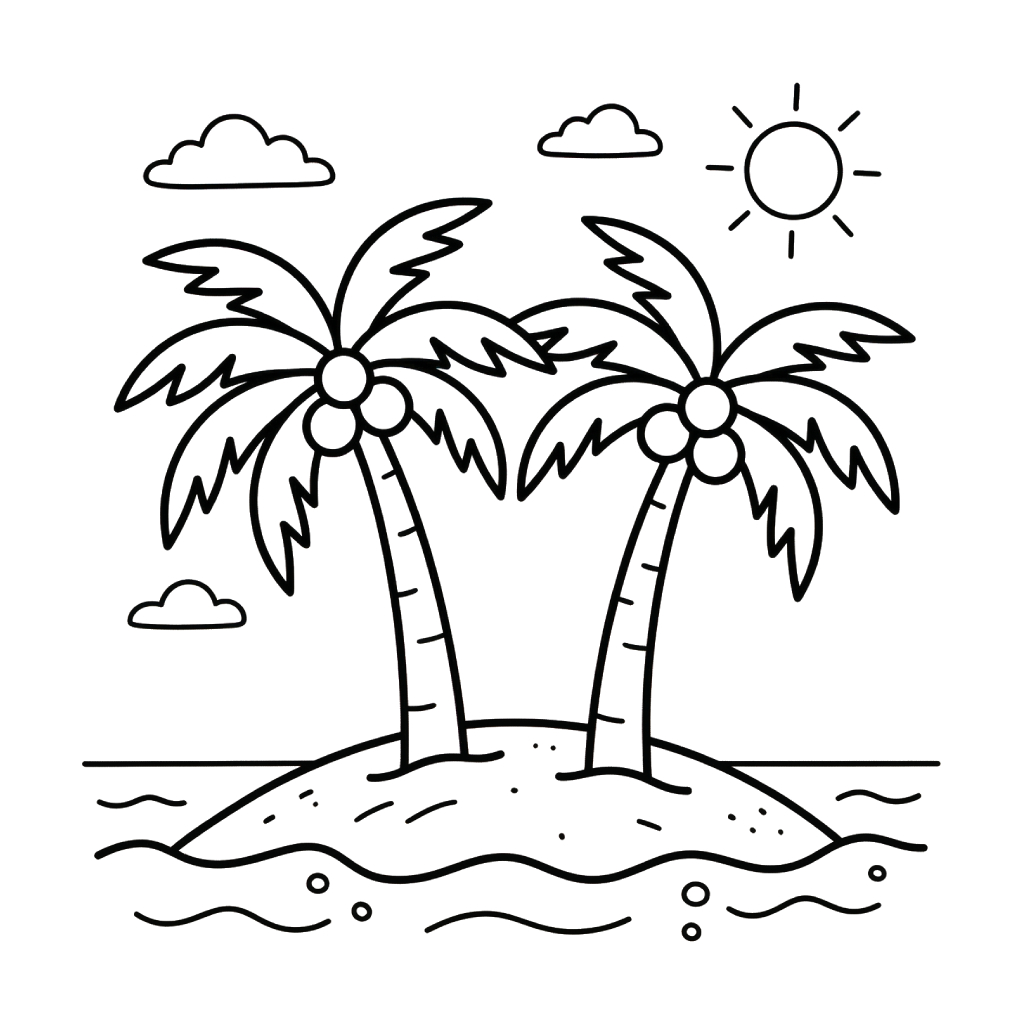 Árbol de Coco páginas para colorear para adultos pdf