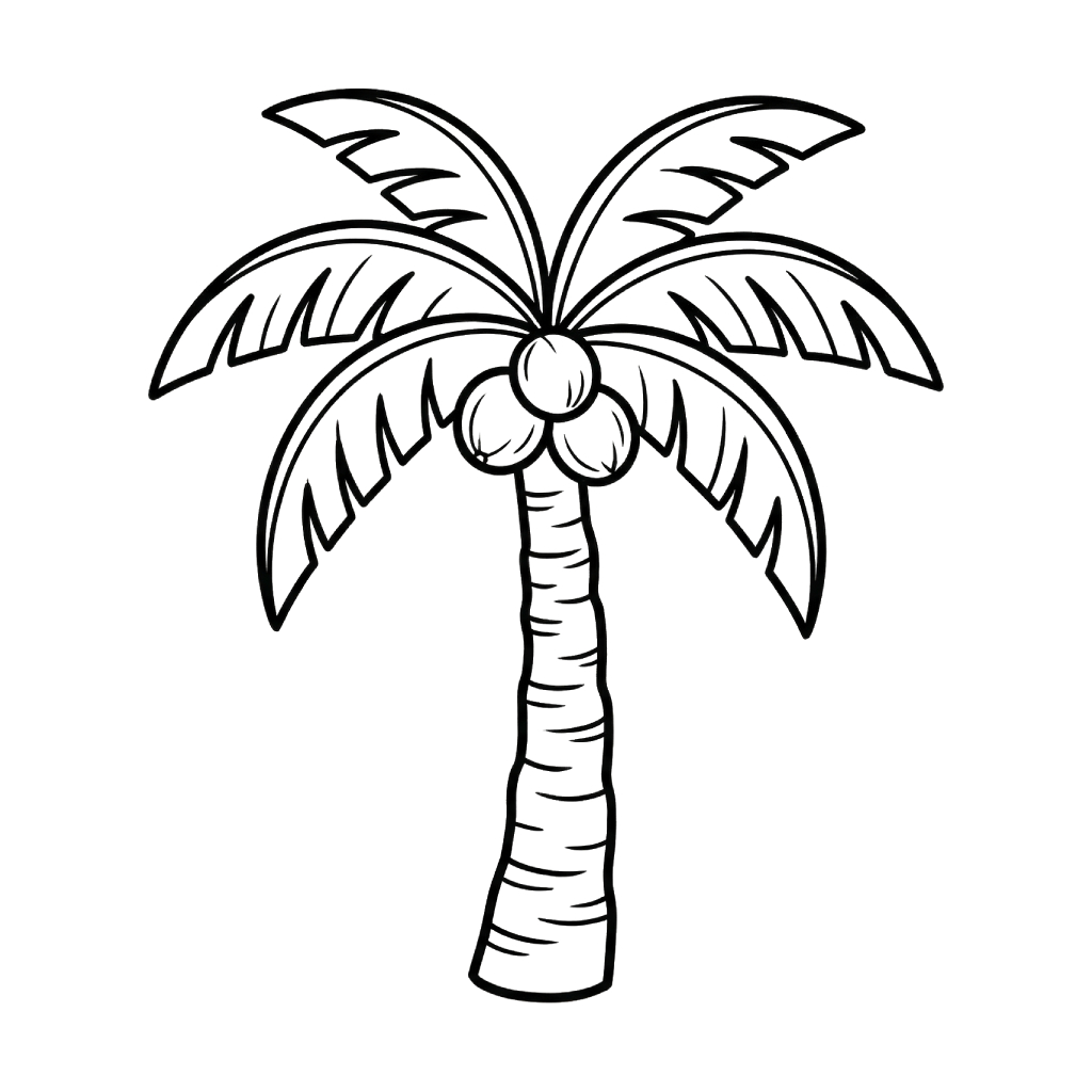 Árbol de Coco páginas para colorear para adultos fáciles