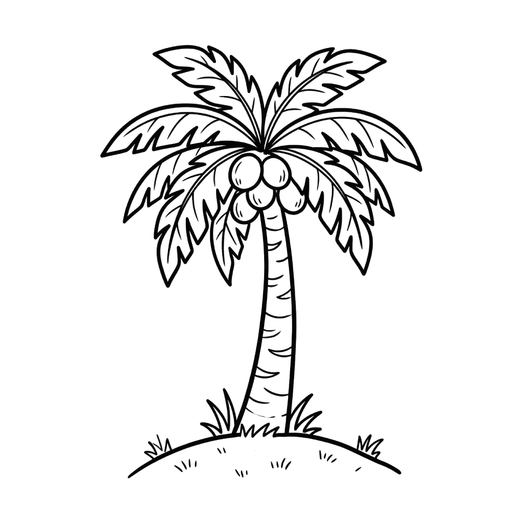páginas para colorear de árboles Árbol de Coco gratis