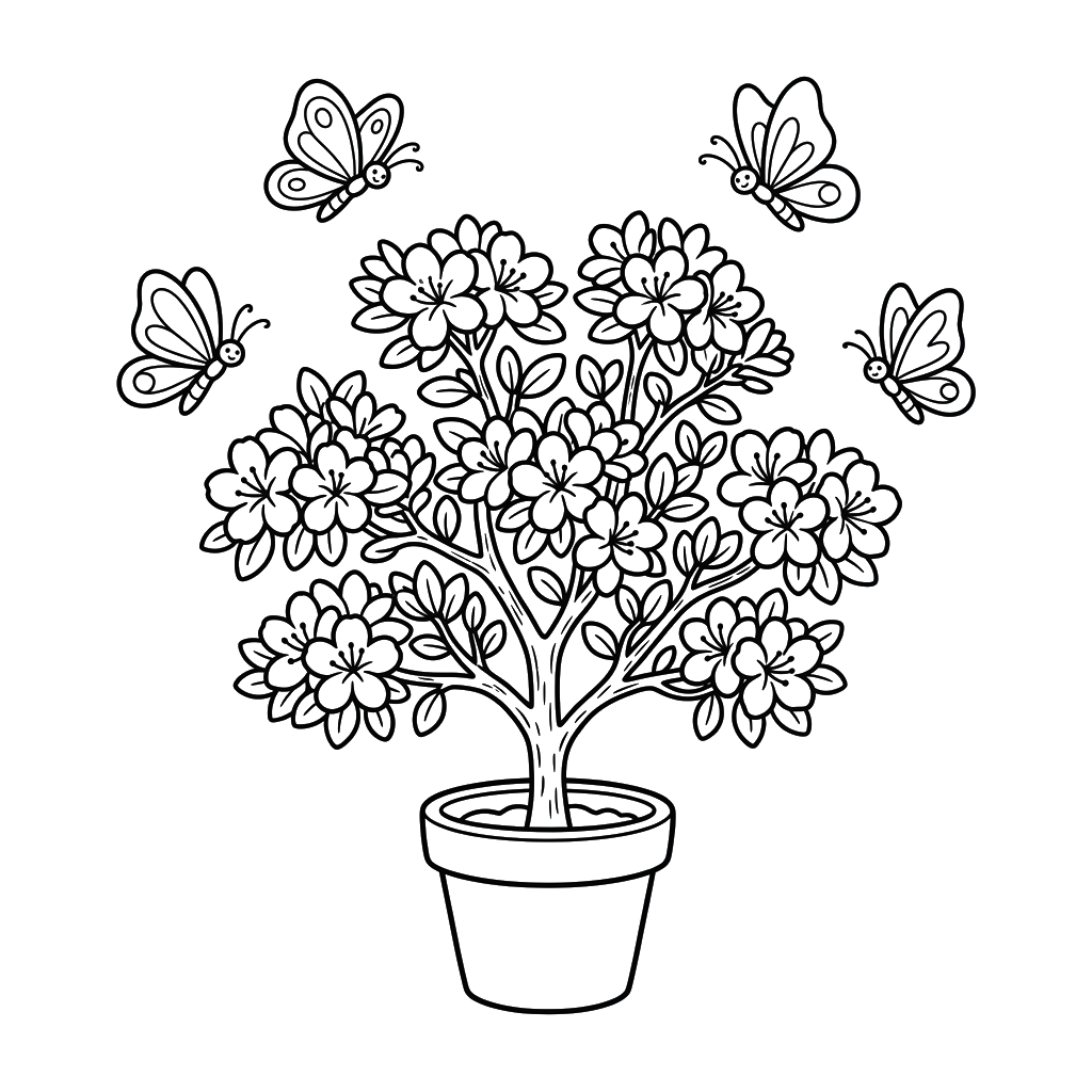 Azalea páginas para colorear de adornos