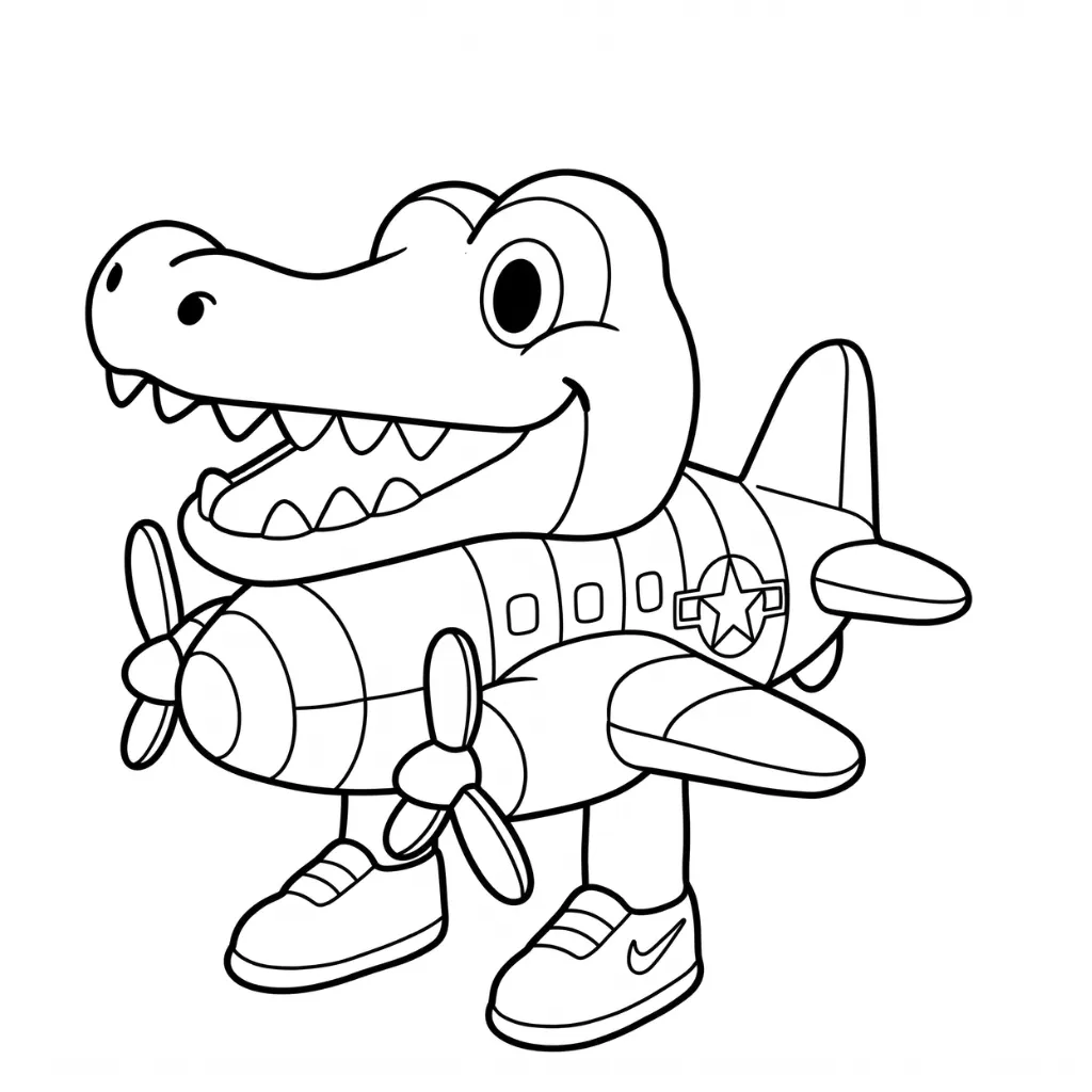 Bombardiro Crocodilo páginas para colorear fáciles