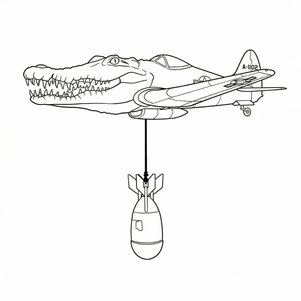 páginas para colorear Bombardiro Crocodilo imprimibles gratis