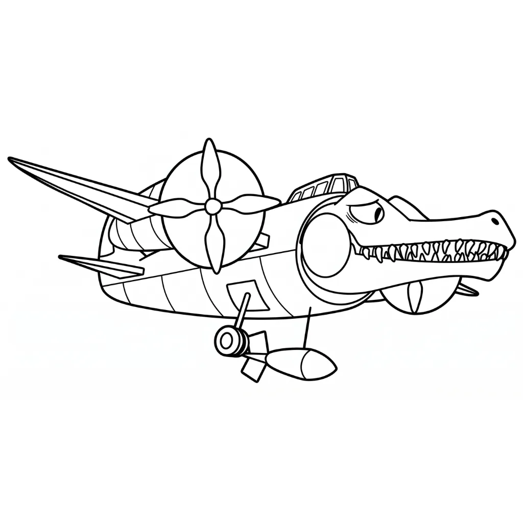 páginas para colorear fáciles de Bombardiro Crocodilo