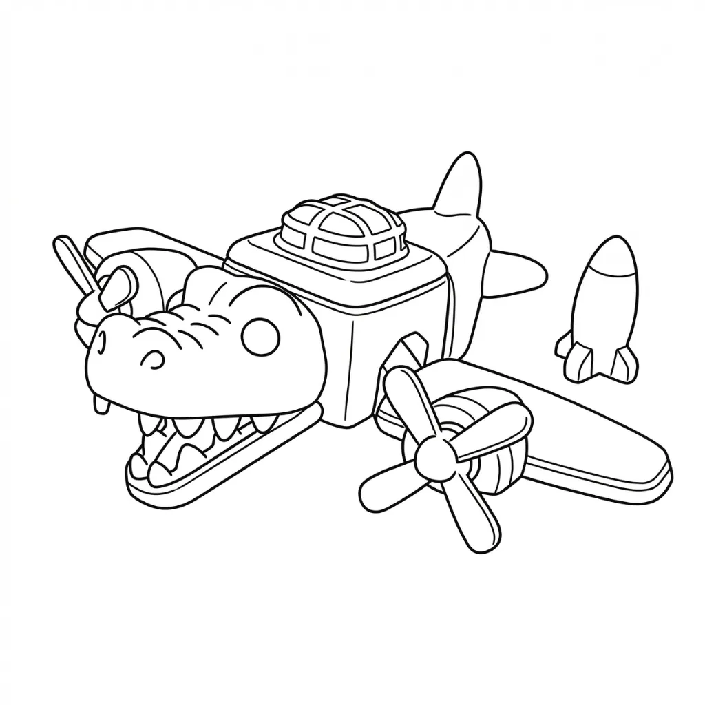 páginas para colorear gratis Bombardiro Crocodilo para adultos