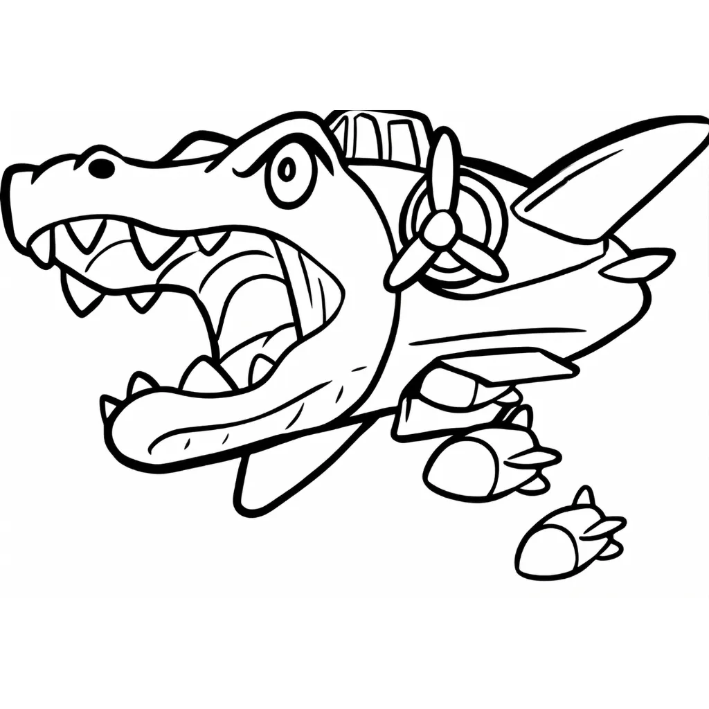 páginas para colorear gratis Bombardiro Crocodilo para niños