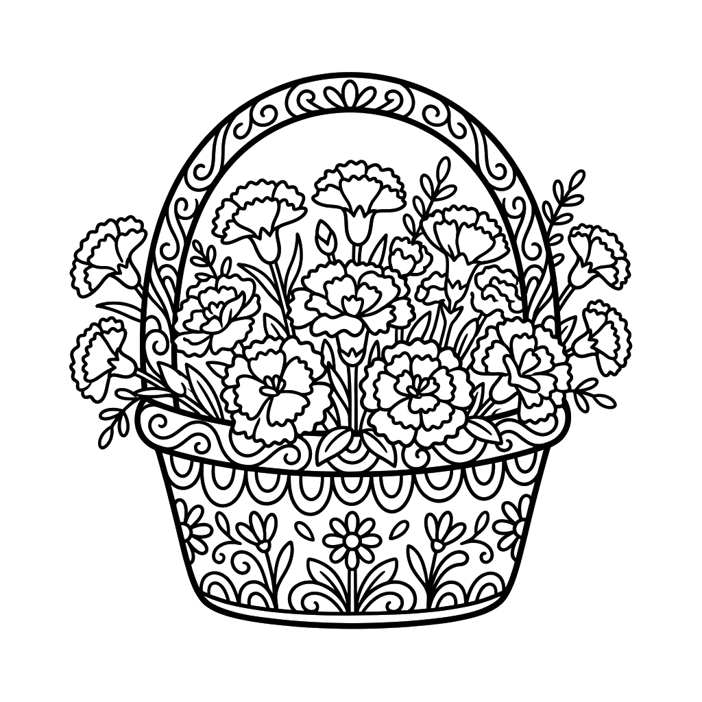 felices páginas para colorear Clavel