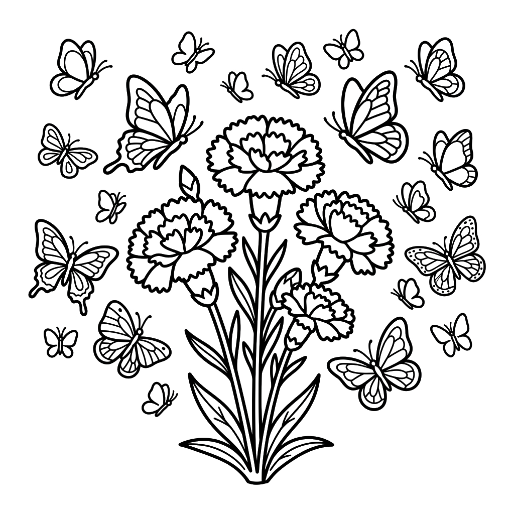 colorear páginas de Clavel