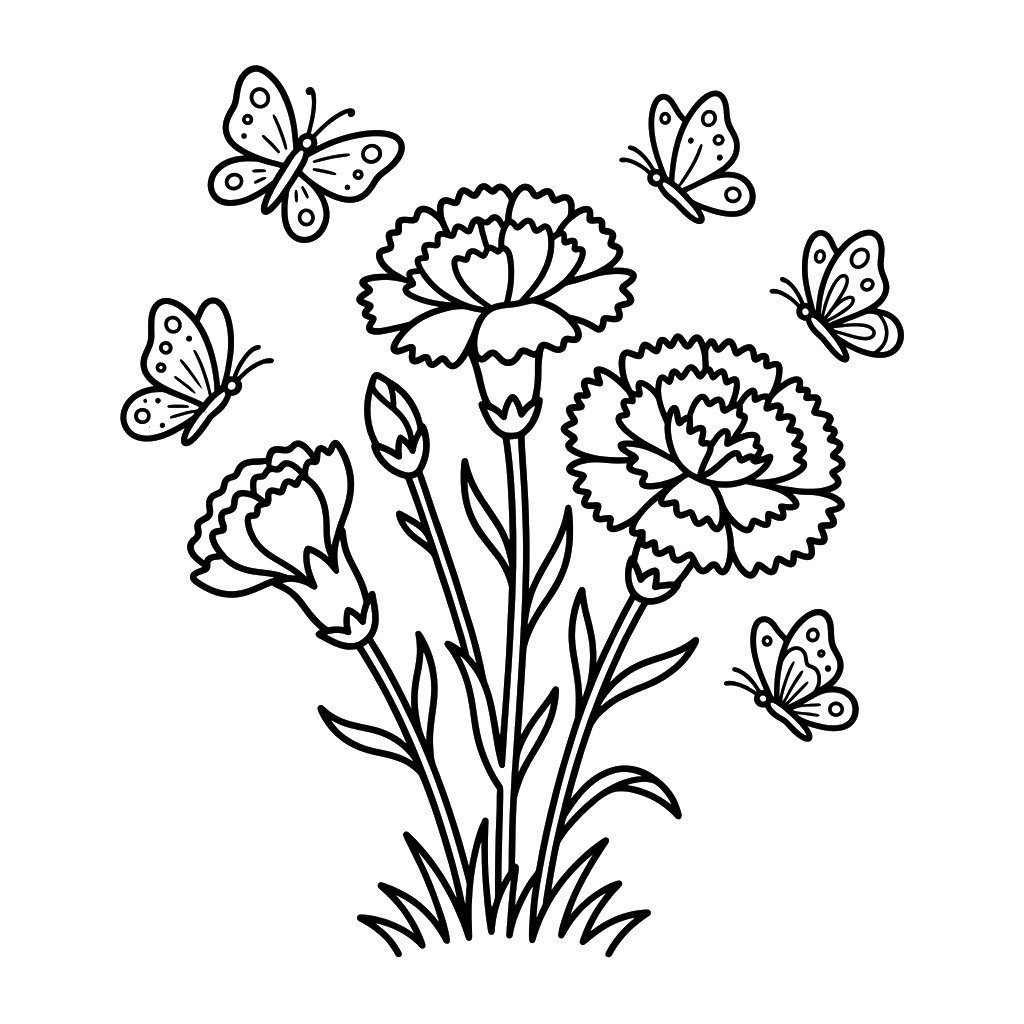 páginas para colorear Clavel imprimibles