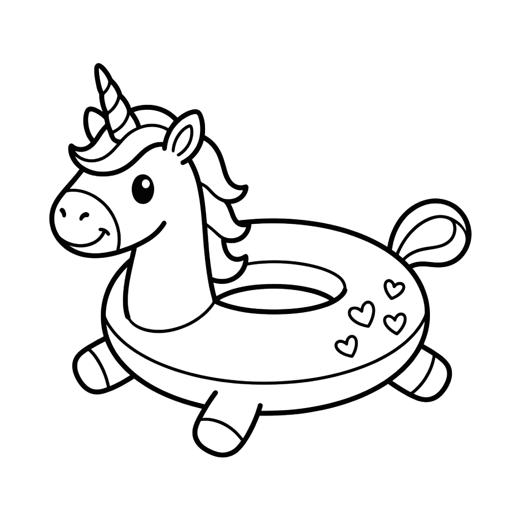 páginas para colorear gratis Flotador de Piscina para niños