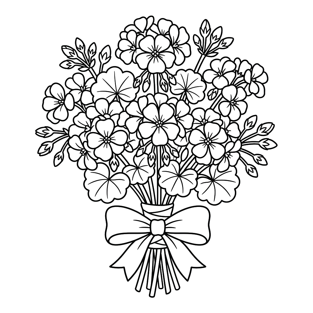 Geranio páginas para colorear para adultos fáciles