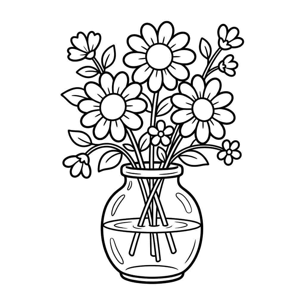 Jarrón de Flores páginas para colorear para imprimir