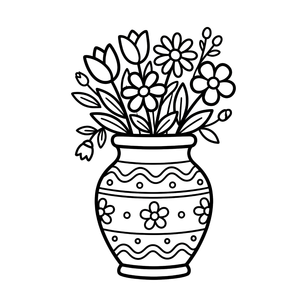 Jarrón de Flores páginas para colorear de adornos 1