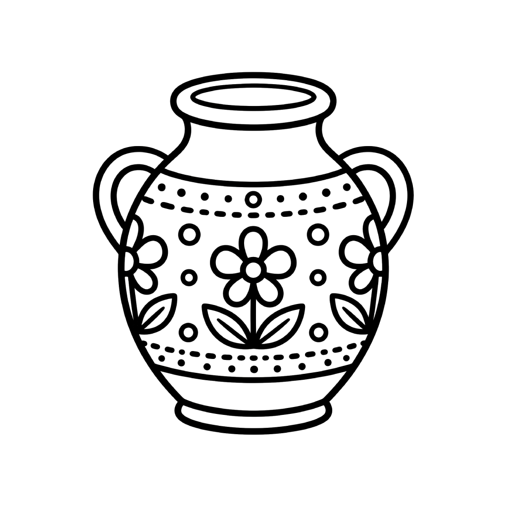 páginas para colorear detalladas de Jarrón de Flores para adultos