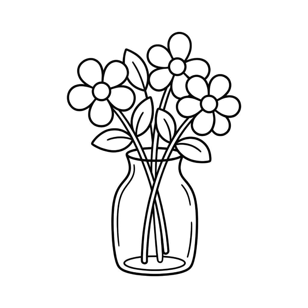 divertidas páginas para colorear Jarrón de Flores