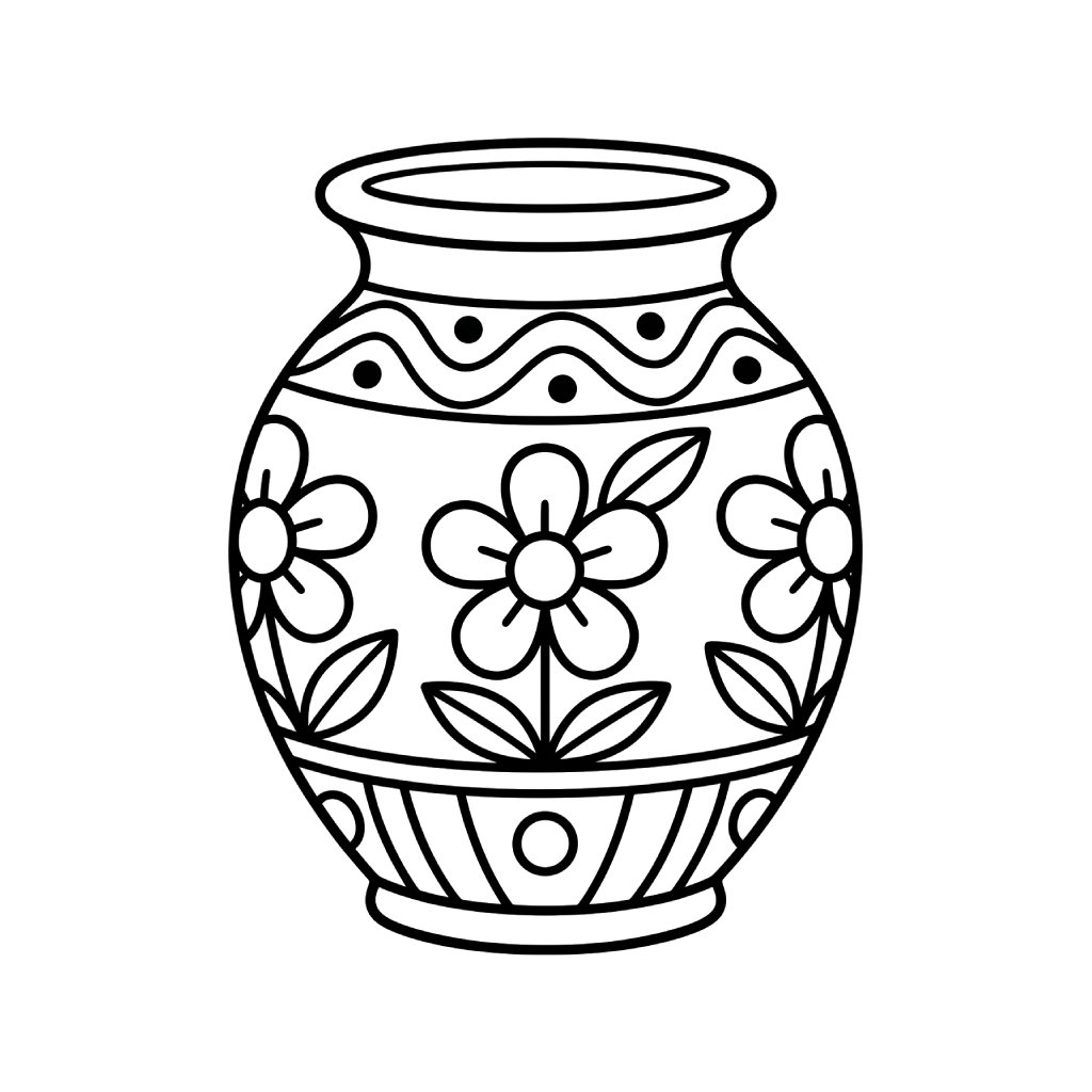 Jarrón de Flores adornos para colorear