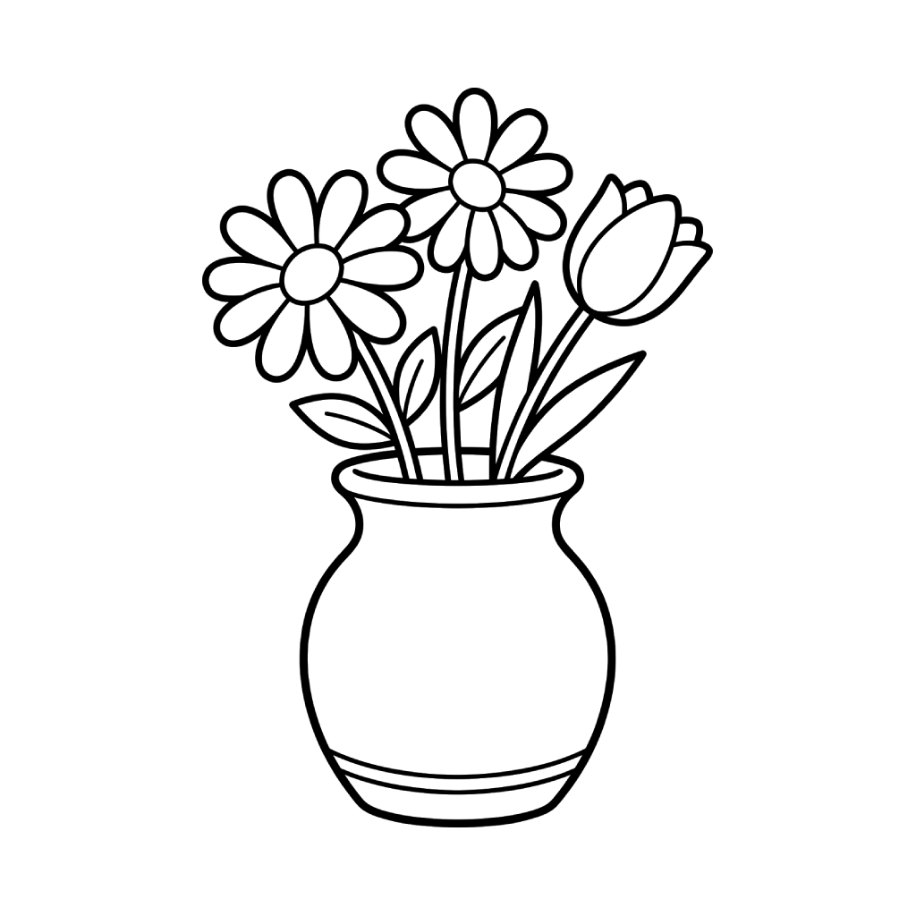 Jarrón de Flores páginas para colorear