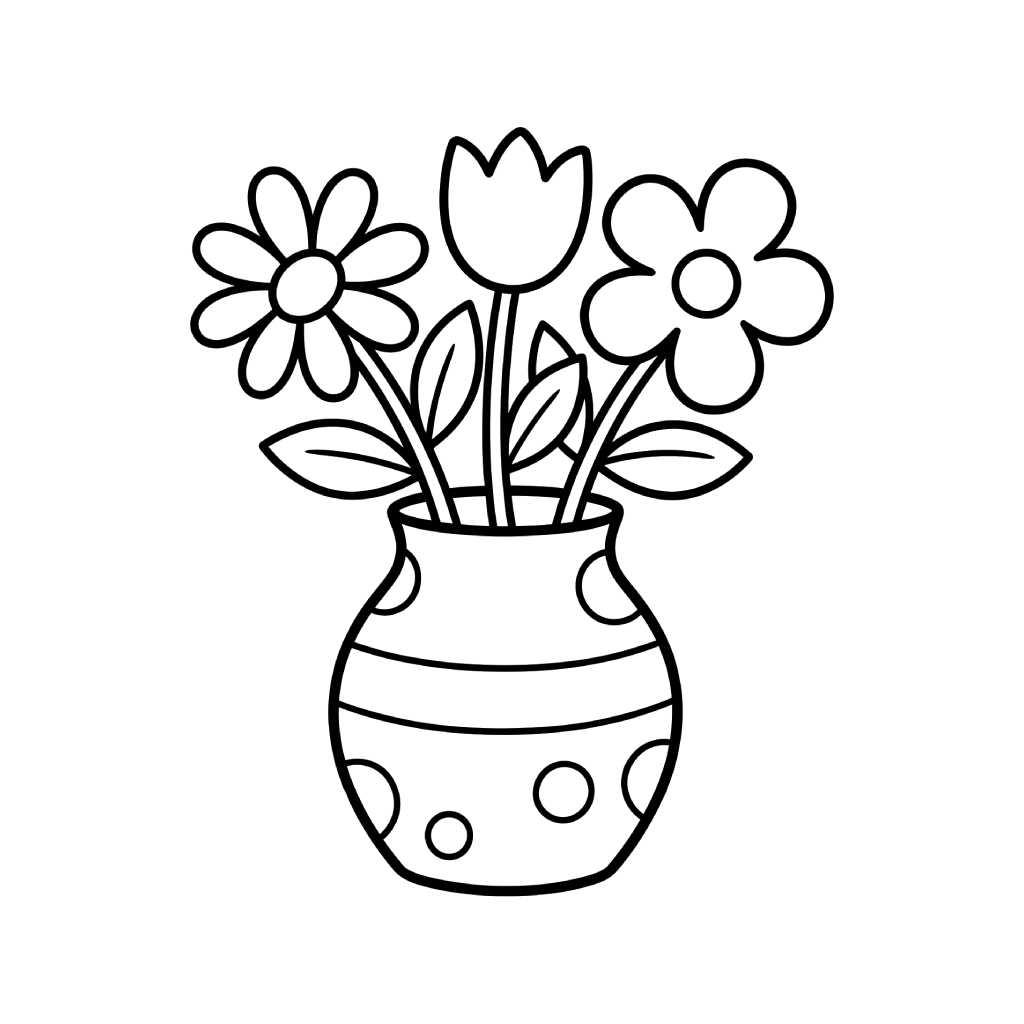 Jarrón de Flores páginas para colorear para adultos