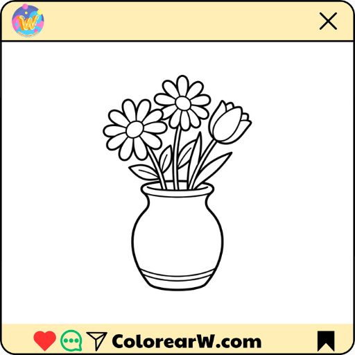 Jarrón de Flores para colorear thumbnail