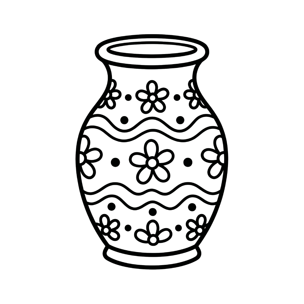 Jarrón de Flores páginas para colorear para adultos 1