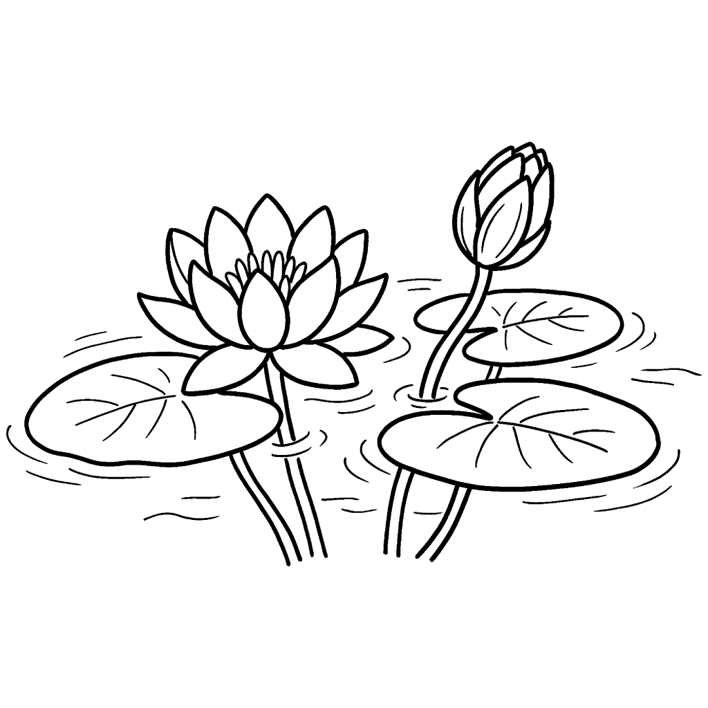 páginas para colorear imprimibles Nenúfar