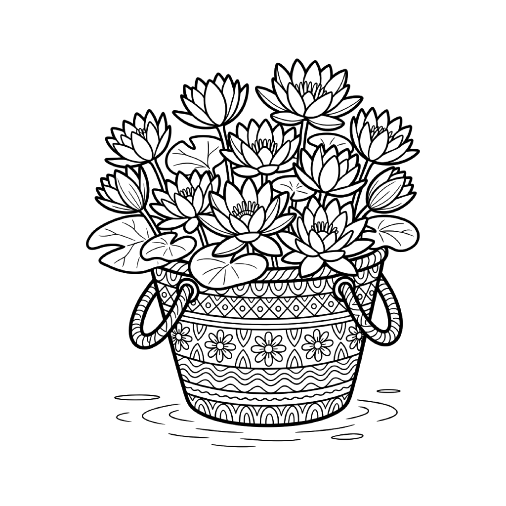 páginas para colorear lindas y fáciles de Nenúfar
