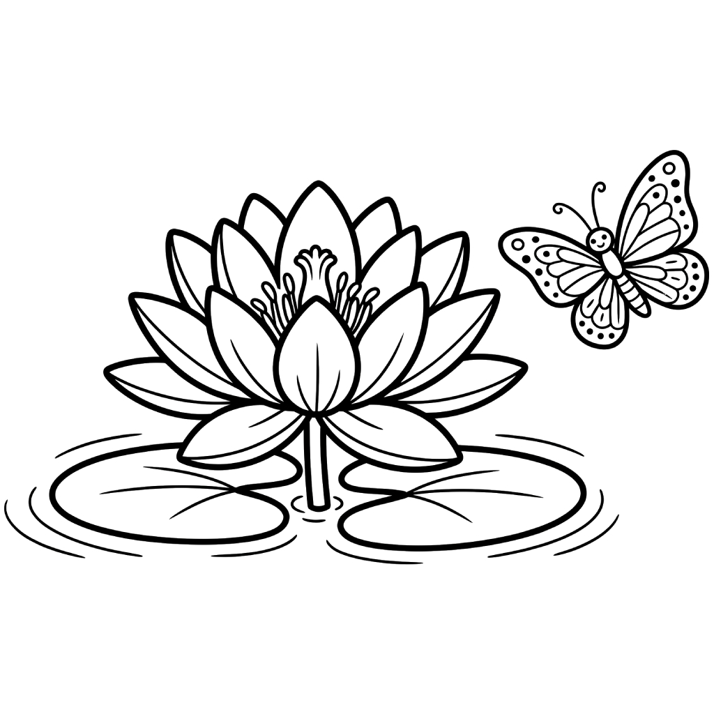 Nenúfar adornos para colorear