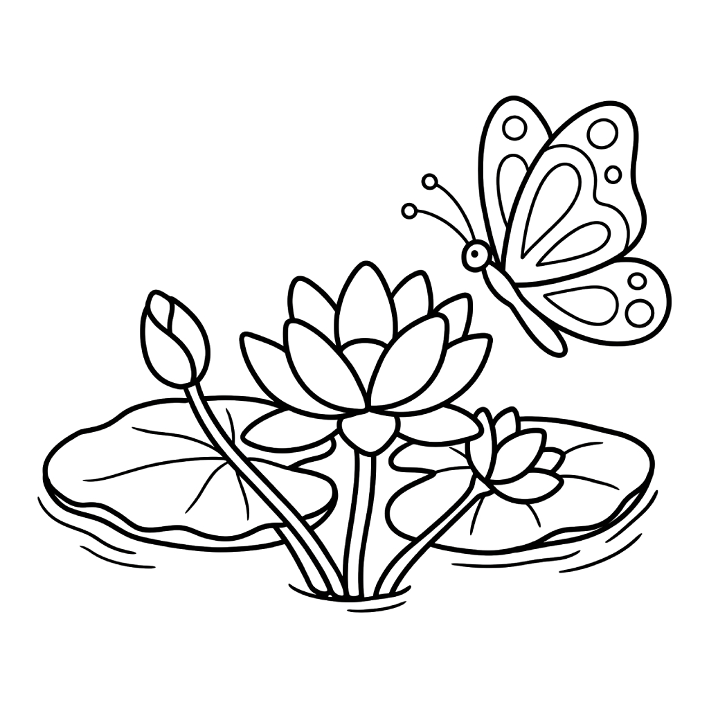 Nenúfar páginas para colorear para adultos