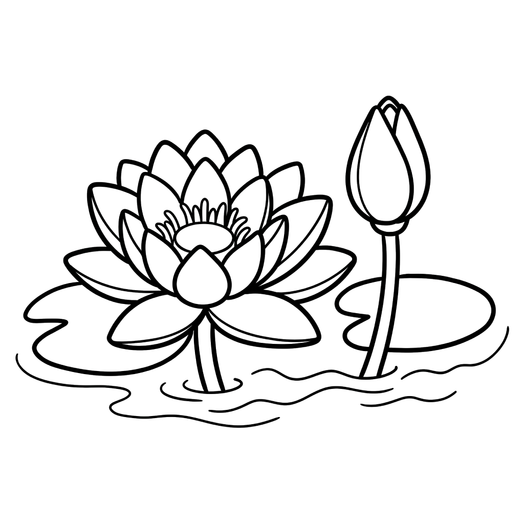 páginas para colorear gratis Nenúfar para niños