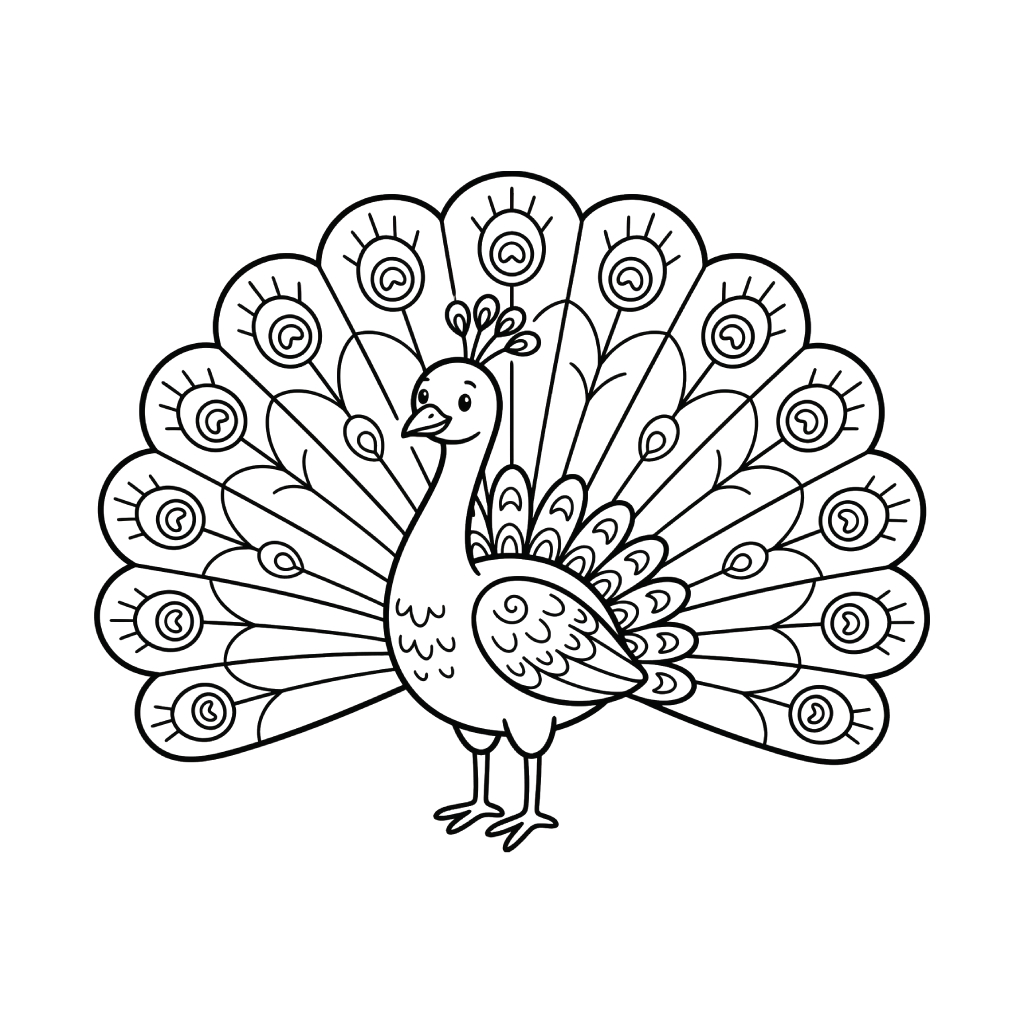 páginas para colorear gratis Pavo Real 1