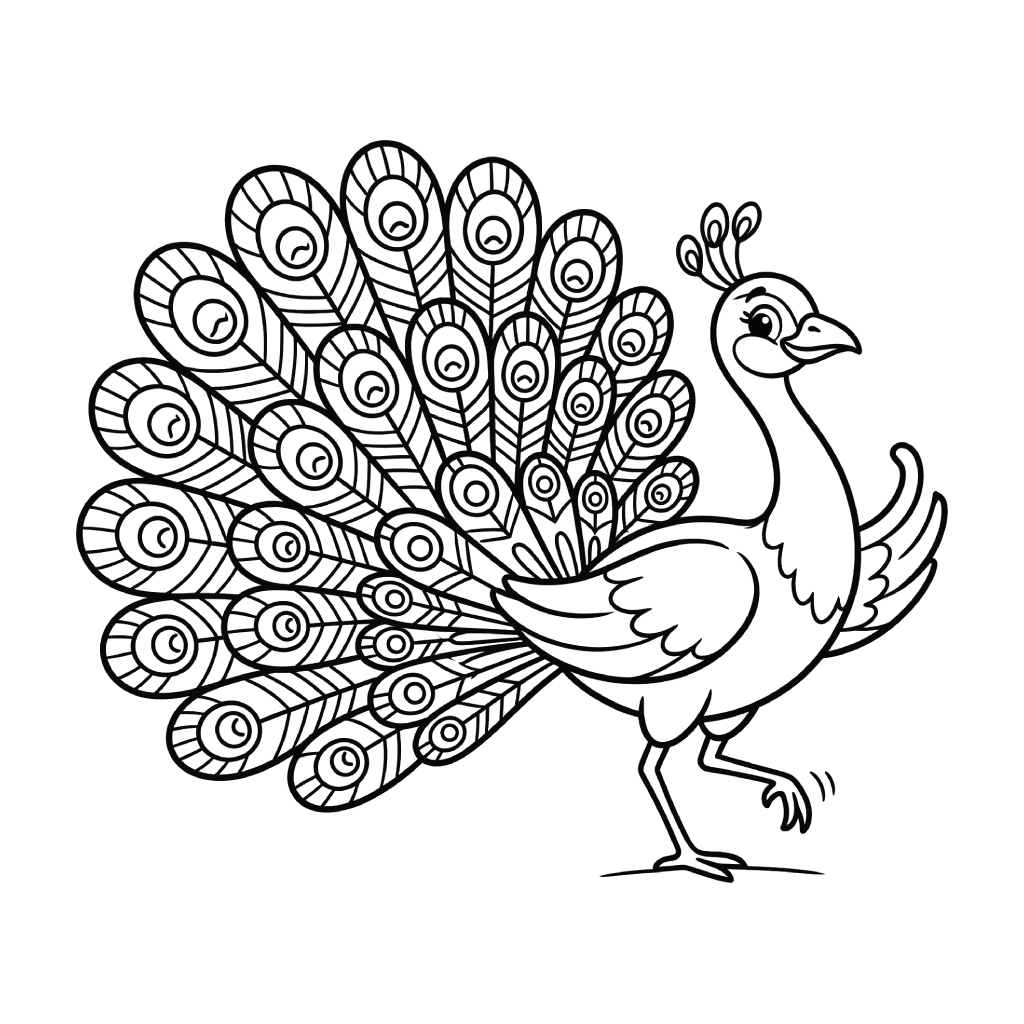 divertidas páginas para colorear Pavo Real