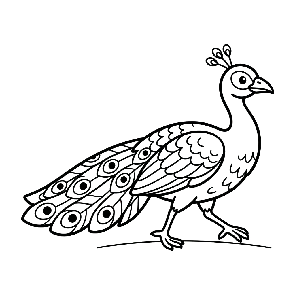 páginas para colorear kawaii lindas Pavo Real