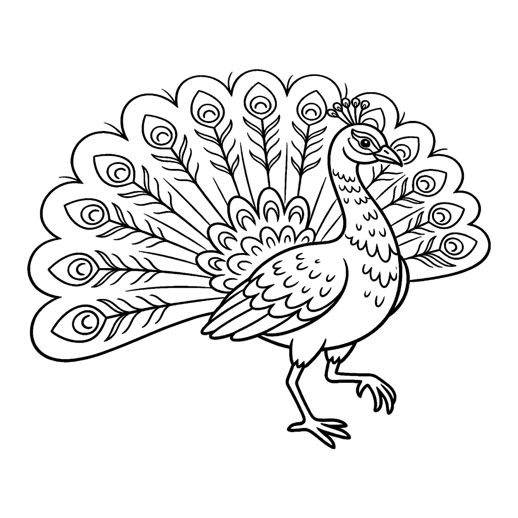 páginas para colorear gratis Pavo Real para niños