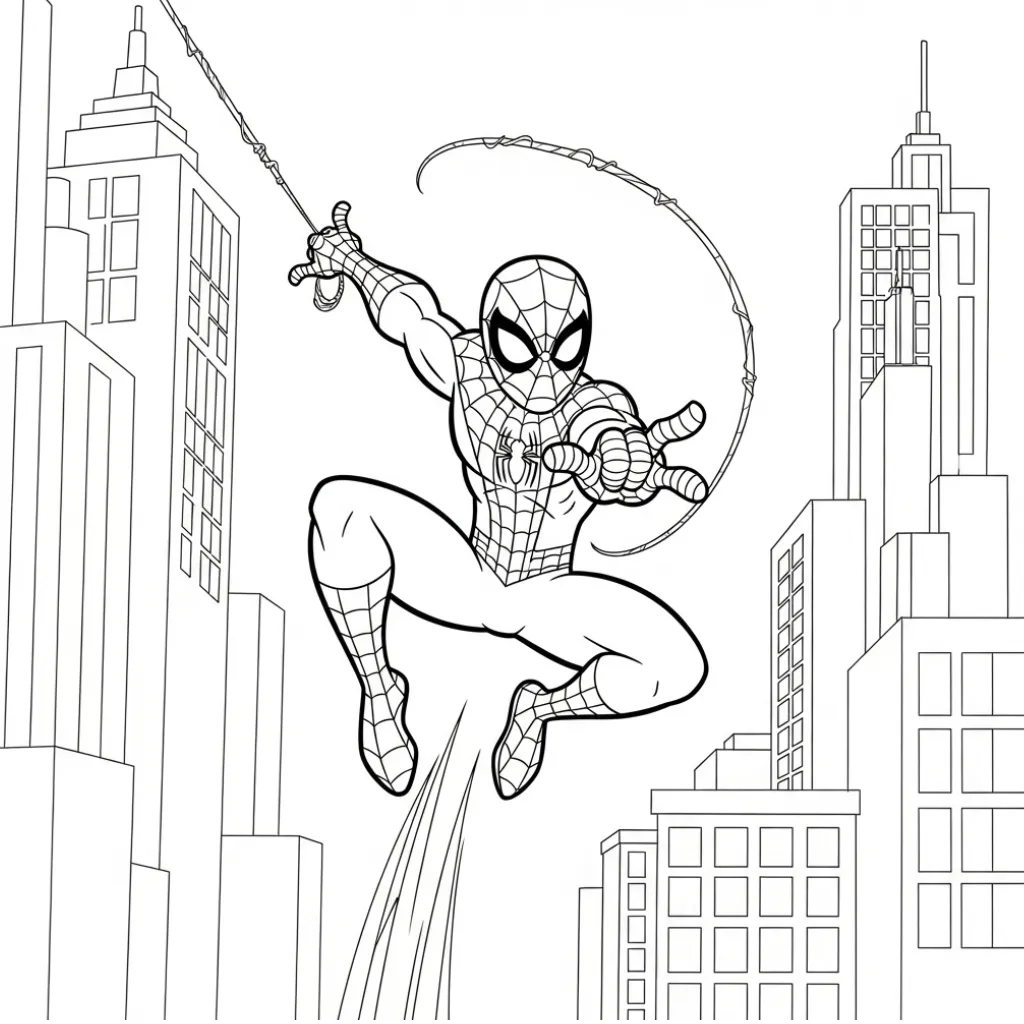 páginas para colorear fáciles de Spiderman
