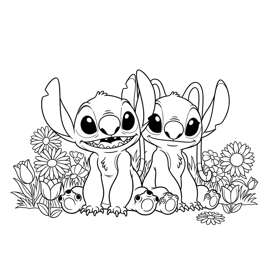dibujos para colorear Stitch Y Angel