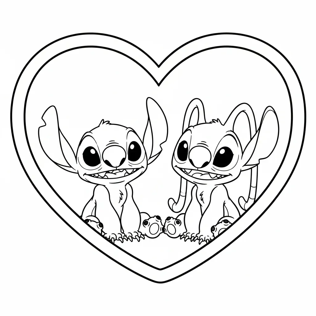 páginas para colorear Stitch Y Angel imprimibles gratis