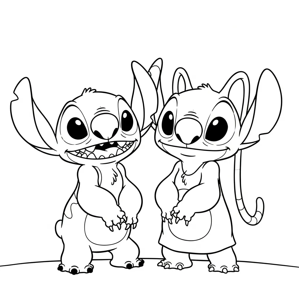 Stitch Y Angel páginas para colorear de adornos