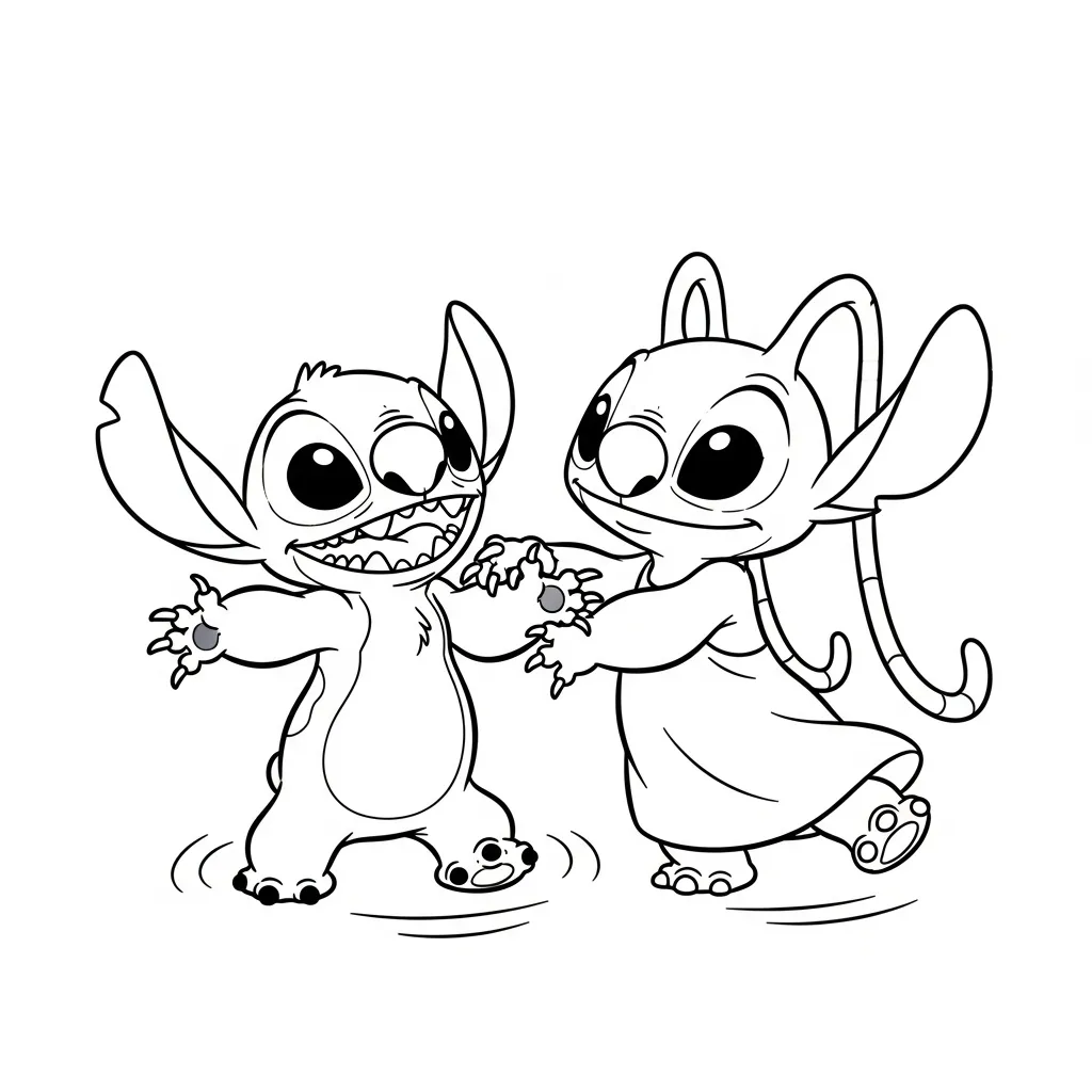 para colorear Stitch Y Angel 1