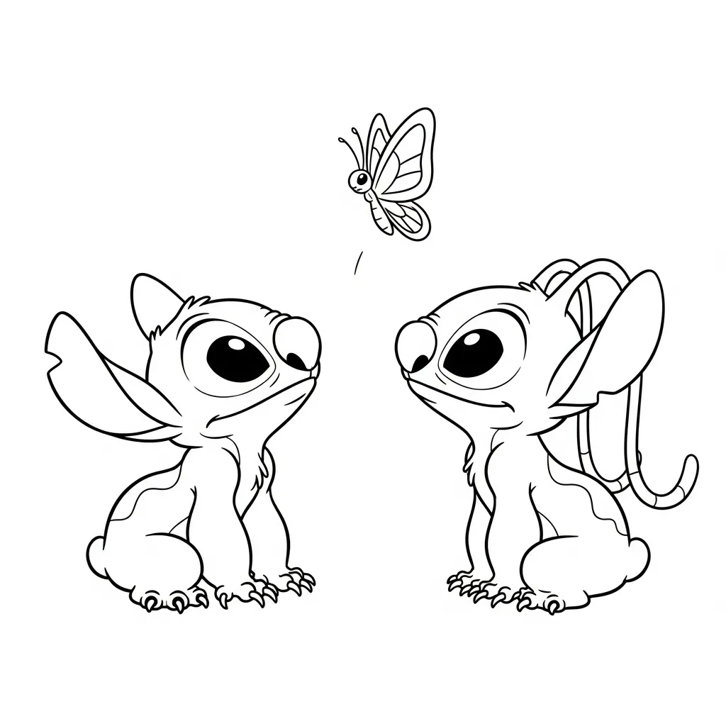 Stitch Y Angel páginas para colorear