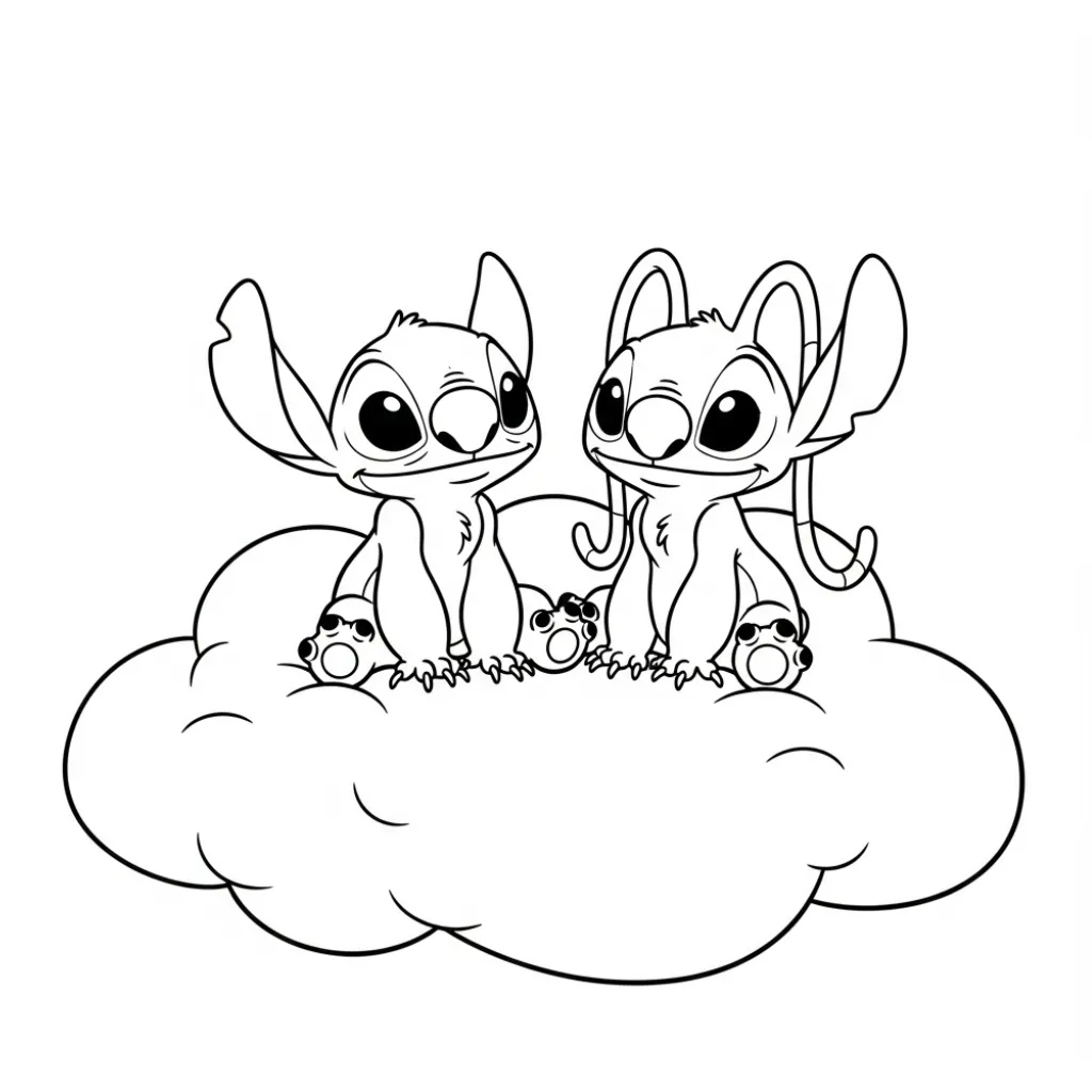 para colorear Stitch Y Angel