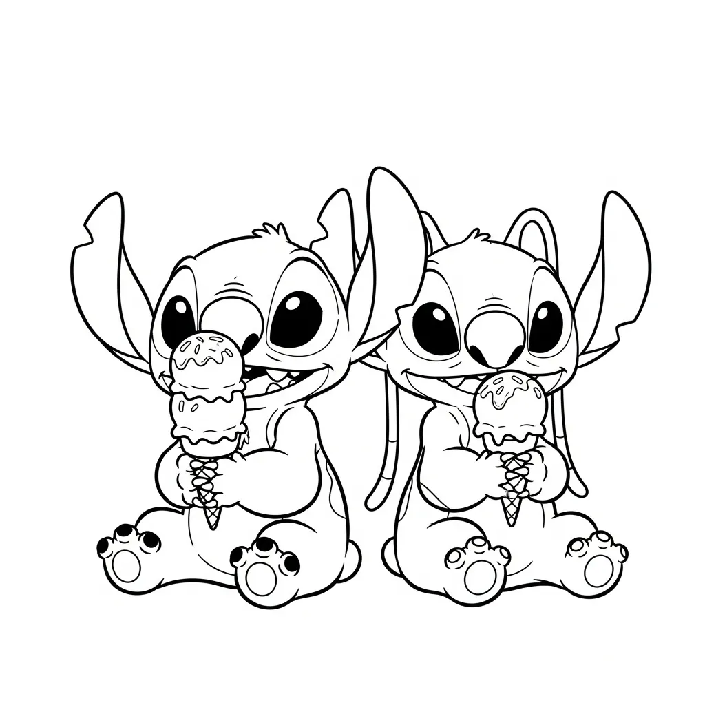 páginas para colorear Stitch Y Angel gratis