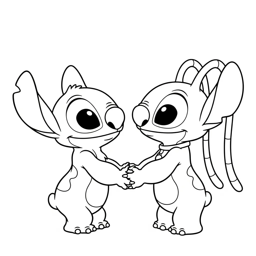 niños Stitch Y Angel páginas para colorear