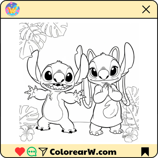 Stitch Y Angel para colorear thumbnail