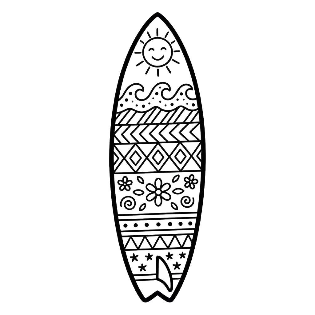 colorear páginas de Tabla de Surf