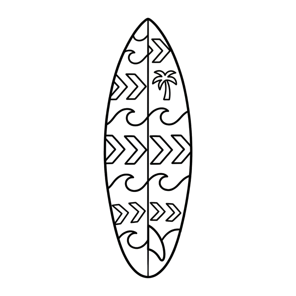 páginas para colorear gratis para adultos Tabla de Surf